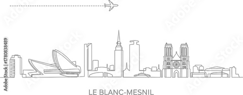 Le Blanc-Mesnil France Skyline with Airplane Silhouette