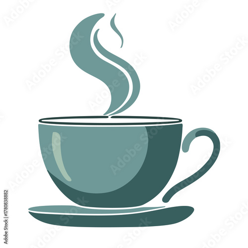 minimalist coffee cup vector illustration, elegant blue coffee cup art, modern minimalist coffee design for branding and café concept