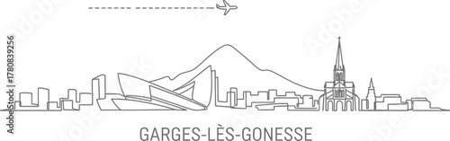Garges-les-Gonesse Skyline with Airplane and Dash Trail