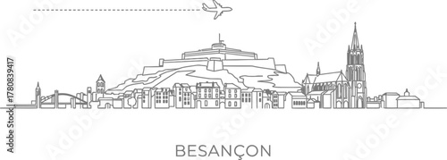 Besançon Skyline with Airplane Icon and City Name