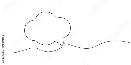 Continuous one line drawing of cumulus cloud. Cloud in the sky single line vector illustration.