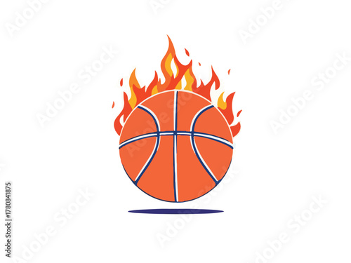 Flaming Basketball Illustration