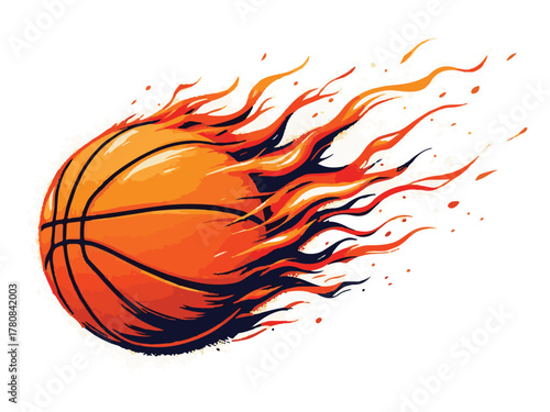 Flaming Basketball Illustration