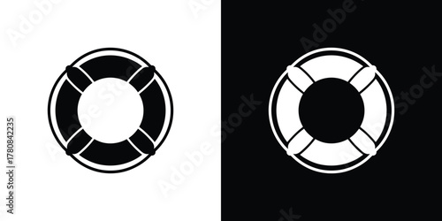 Lifebuoy Rings Two Tone Design Black and White Icons Symbol Safety Aid
