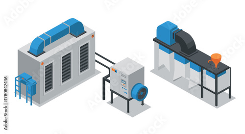 Industrial hvac system components in isometric design