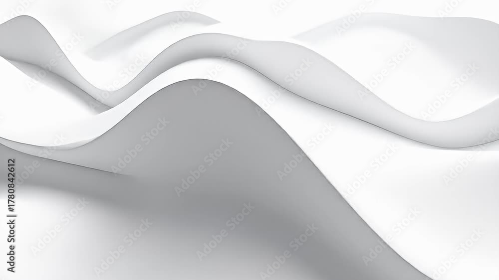 Smooth, undulating, all-white abstract shapes create a calming, flowing visual texture