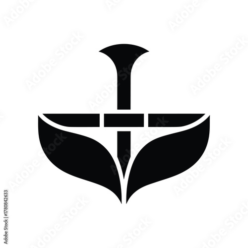 Minimalist Black Logo with TShape, Wings and Transparent Background