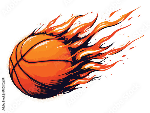 Flaming Basketball Illustration