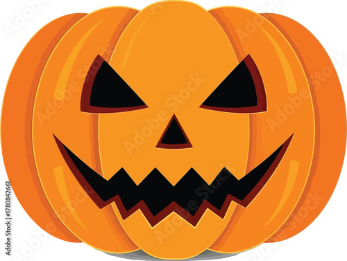 Halloween pumpkin with scary face isolated on white background