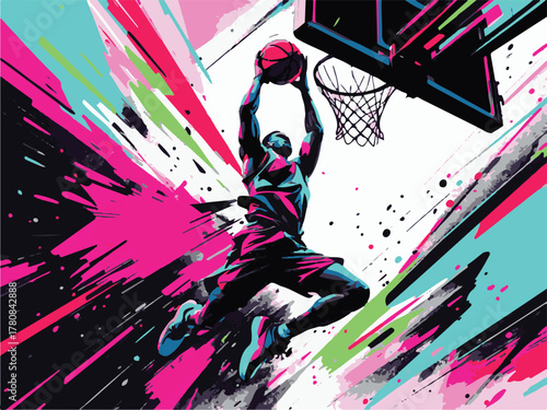 Basketball Dunk Vector Illustration