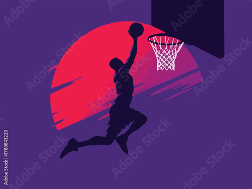Basketball Dunk Vector Illustration