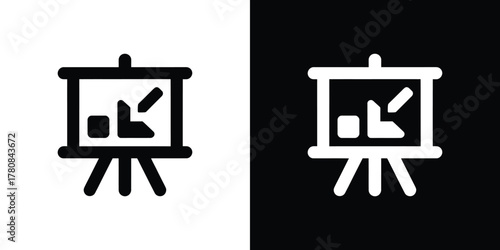 Presentation board icon with chart on transparent background, isolated