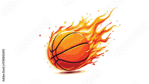 Flaming Basketball Illustration