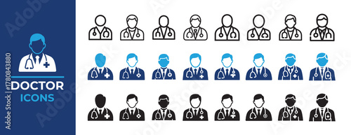 Doctor avatar icon collection set. Doctor profile symbol. Physician doctor icons. Vector illustration eps 10