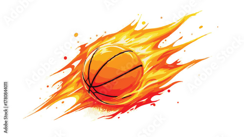 Flaming Basketball Illustration
