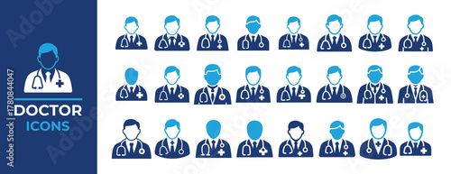 Male doctor icon collection set. Physician doctor icons. vector illustration eps 10