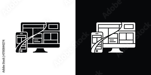 Responsive Design with Desktop Computer, Smartphone with Transparent Background