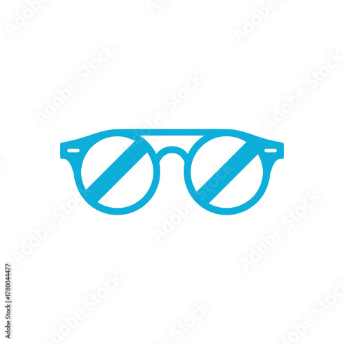 Round Blue Glasses with Transparent Background Fashionable Eye Protection Shape