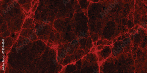 Fiery red and black abstract background with a cracked, textured surface resembling volcanic rock or dried lava with glowing red veins