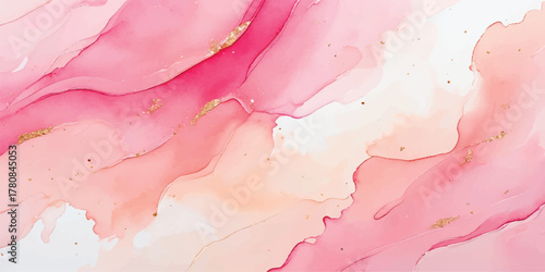 Abstract grunge pink rose watercolor paint texture on old paper surface