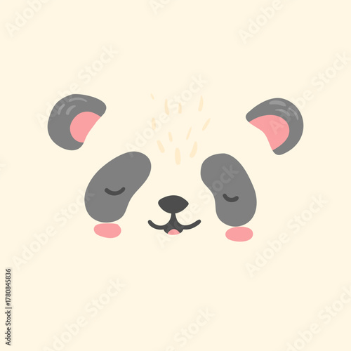 Panda bear cute face animal card, poster, baby shower invitation, printing, fabric, postcard