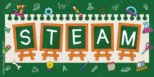 STEAM education logo element vector illustration