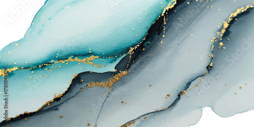 White winter abstract watercolor texture of snow, ice, and blue sky in the mountains