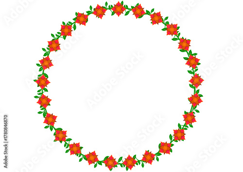 Red‑Orange Bloom Vine – Decorative Wreath Frame