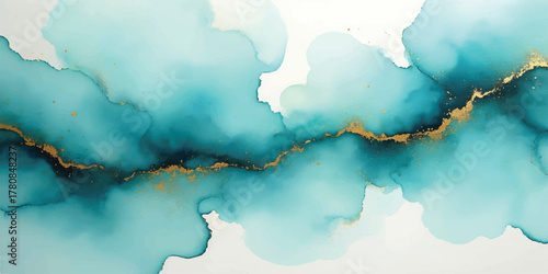 Abstract blue watercolor background with a ripped paper map silhouette of Europe