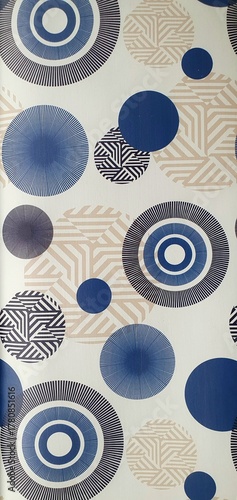 Geometric background texture with circles. Fabric texture with a geometric circle pattern.