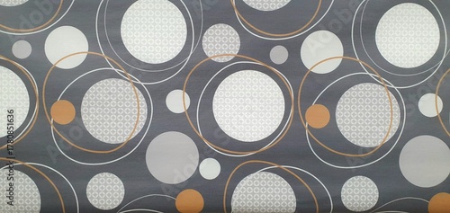 Geometric background texture with circles. Fabric texture with a geometric circle pattern.