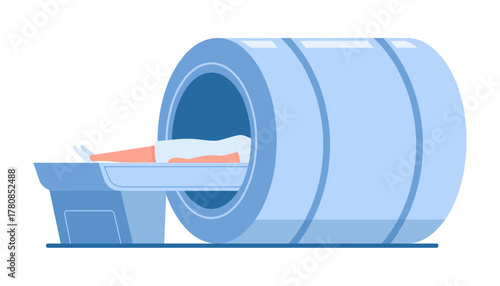 MRI Scanner with a patient inside. Vector illustration.