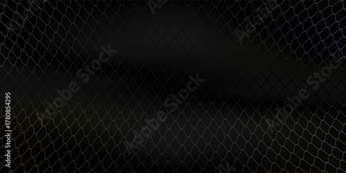 Black metal chain link fence seamless pattern with hexagonal cell mesh and geometric structure