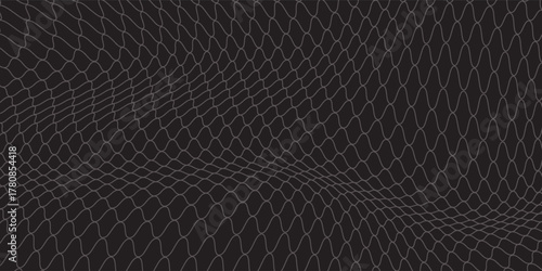 Black metal chain link fence seamless pattern with hexagonal cell mesh and geometric structure