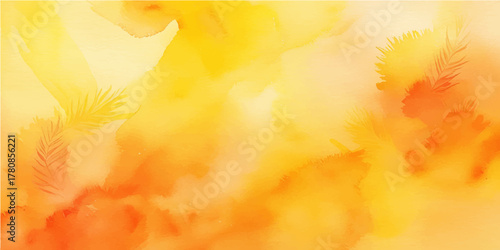 Abstract fire flames background with autumn leaf nature design and yellow flowers illustration