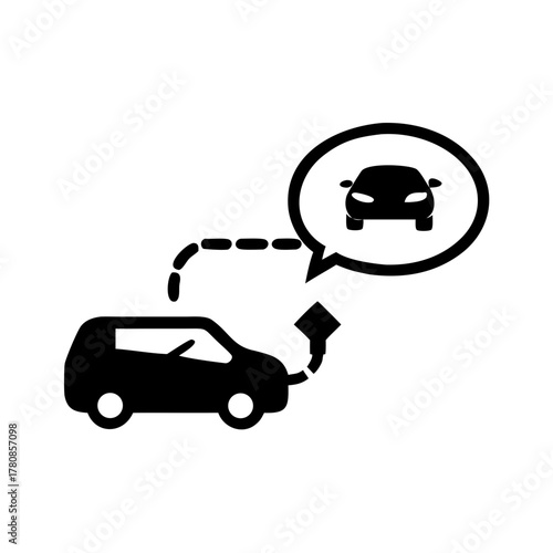 Car charging with a charging cable and a thought bubble of a car on a white background design