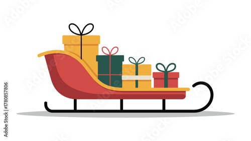 Sleigh of Festive Presents: A delightful illustration of a festive sleigh brimming with colorful wrapped gifts, embodying the spirit of celebration and joy.