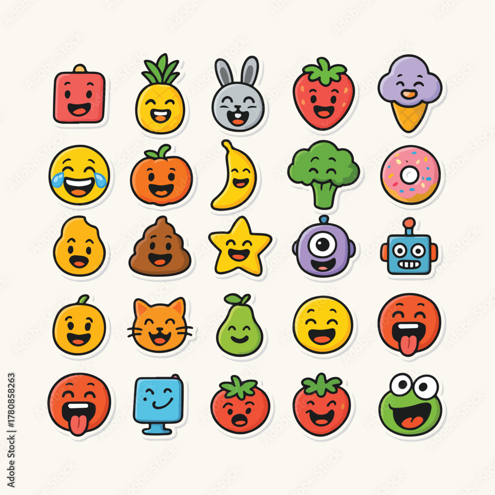Obraz premium Cartoon caracter fruits and vegitable vector illustration