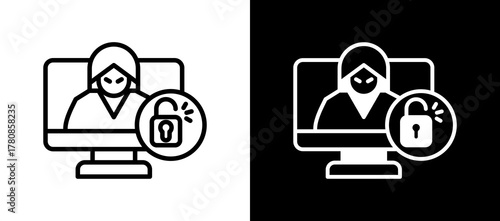 Cyber Attack whiteblack icon