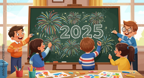 Cartoon woman in warrior pose on yoga mat in bright room.