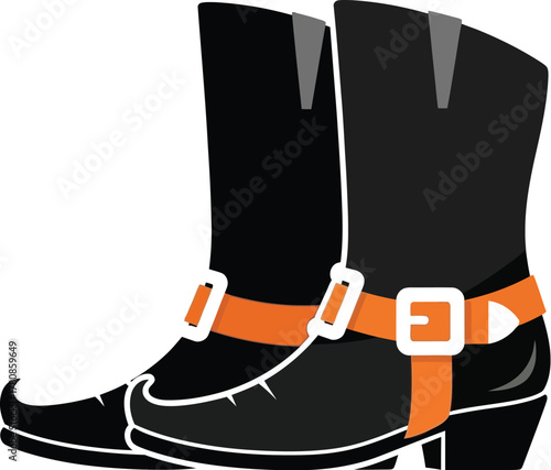 Pair of cowboy boots isolated on white background for halloween costume party