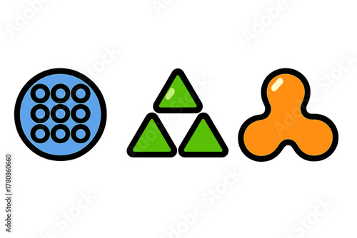 Creative shapes and colors depicting unique designs in bright and bold styles