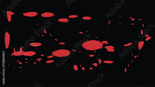 Abstract Red Blood Splatter Pattern on Black Background | Crime Scene Forensic Evidence or Grunge Design Texture