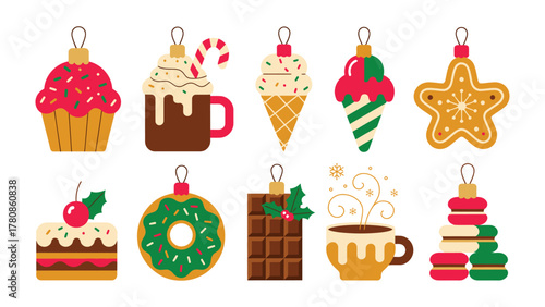 Festive Food Ornaments: A delightful array of festive ornaments showcasing various delicious treats. Each ornament captures the essence of holiday cheer with a delectable twist.