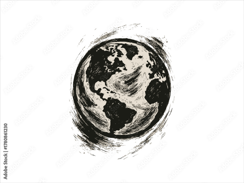 Obraz premium Artistic brush painting planet Earth
