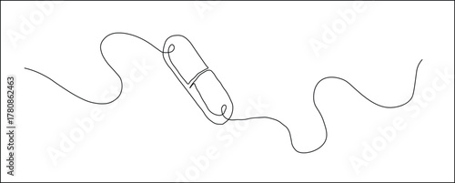 Single continuous line capsule and tablets illustration, a vector line art of pills and medicine for healthcare, pharmacy, and medical use, featuring editable stroke on a transparent background.