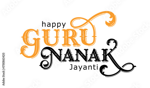 guru nanak jayanti creative typography design.