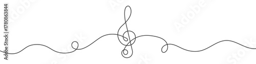 Musical notes .Musical concept. Continuous line drawing. Vector illustration.