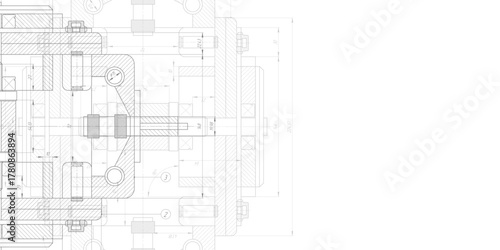 Technical drawing background .Mechanical Engineering drawing.