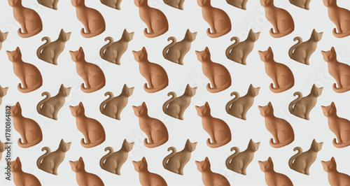 Playful seamless cat pattern on white background — great for kids’ textiles and pet-themed decor